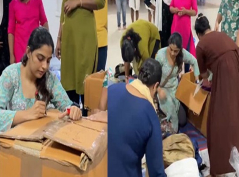 വയനാട്ടിലേക്ക് ആവശ്യവസ്തുക്കൾ ശേഖരിച്ച് ഡിവൈഎഫ്ഐ ; പങ്കാളിയായി നിഖില വിമലും